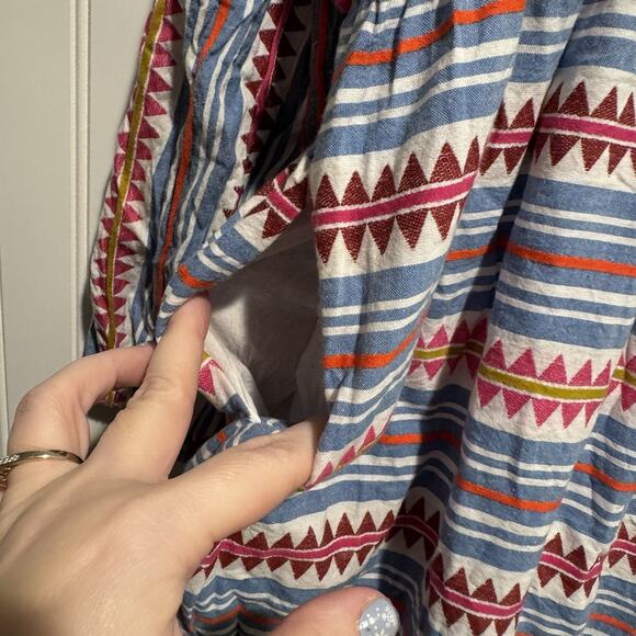 Boden Striped Detail Boho Maxi Dress Cotton Colorful Size 12 - Picture 8 of 10